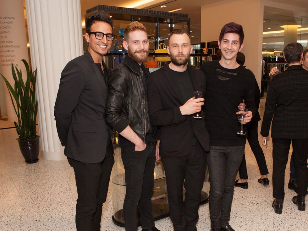 3. Alain Arango, from left, Steven Clark, Brad Bell and James Fletty at the Little Black Dress designer kick-off party and fashion show March 2014