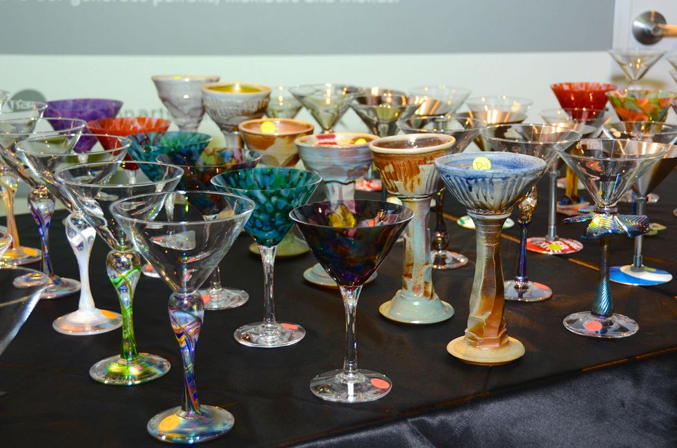 3 Artisan martini glasses at the Craft Museum Martini Madness party January 2015