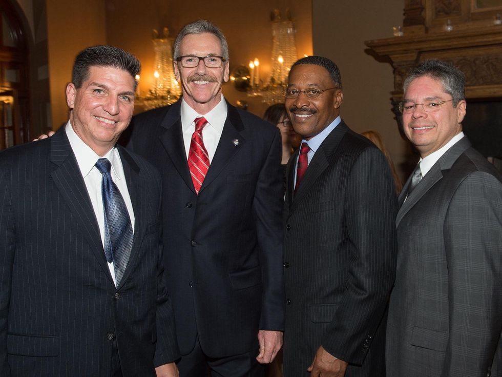 3 Be An Angel April 2013 Thomas Munoz, Fire Chief Terry Garrison Chief Rick Flanagan and Chief Richard Galvan