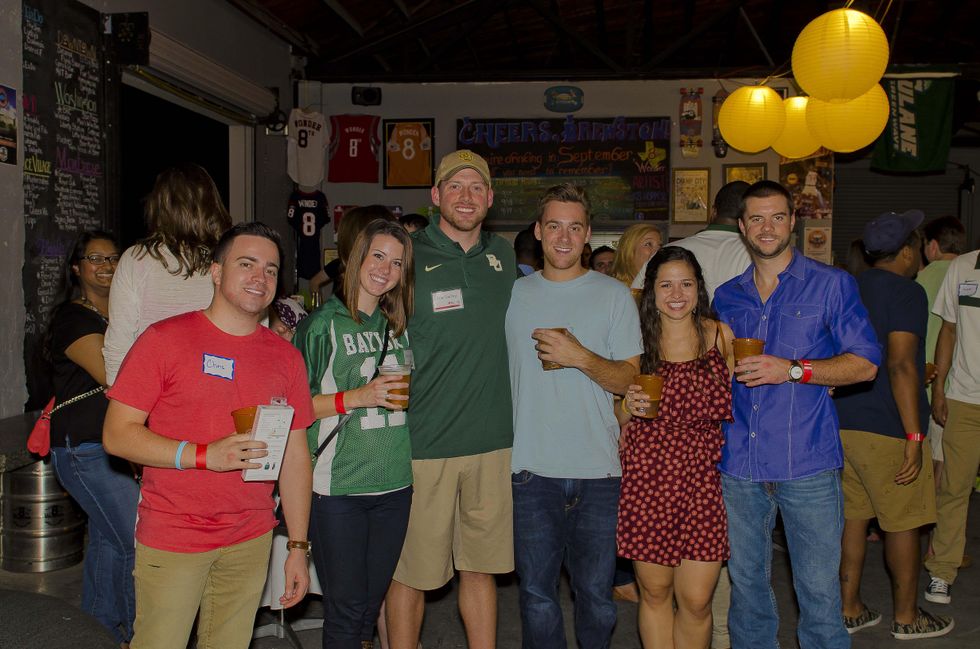 3 Chris Malzone, from left, Kara and Joe Farley, Jake Powers, Anastasia Pemberton and Kameron Klott at the Bear Bryant Awards young professionals party October 2014