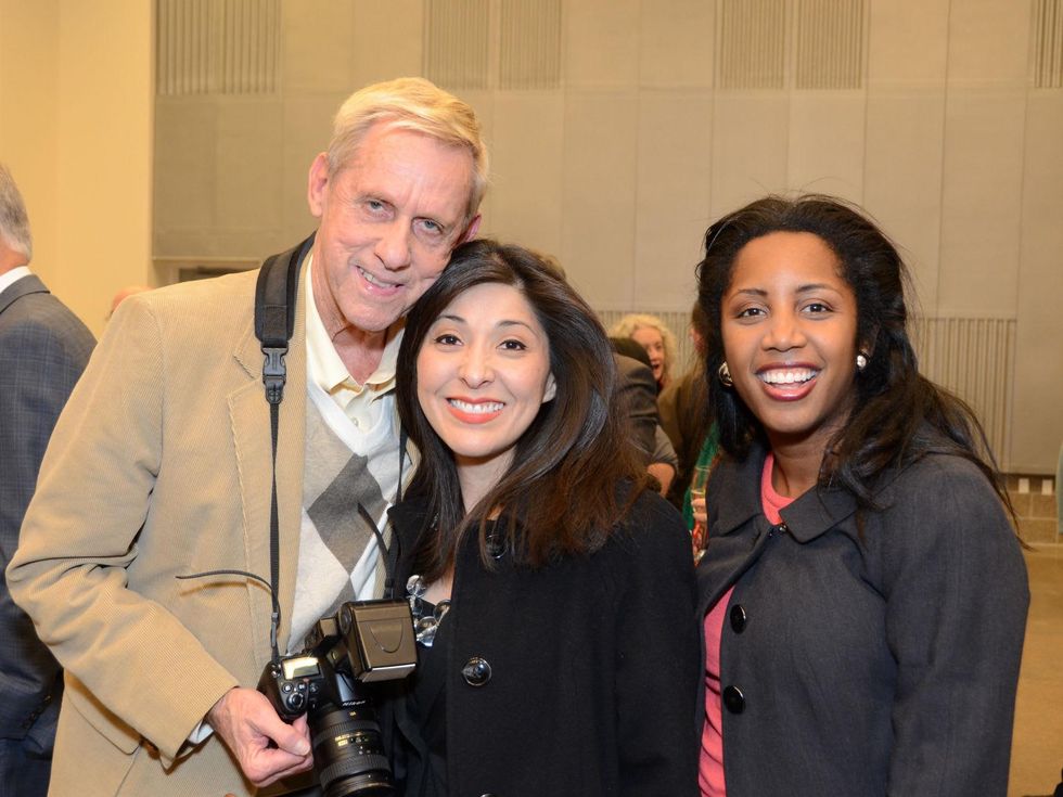 3 Dalton DeHart, from left, Juliet Stipeche and Erica Lee at the mayoral inauguration reception at the Houston Food Bank January 2014