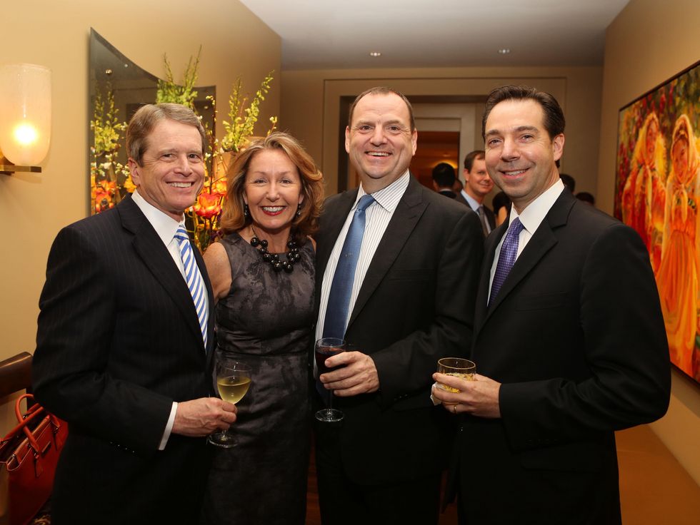 3 Dean Gladden, from left, June Christensen, Perryn Leech and Jim Nelson at Perryn Leech's 50th birthday party April 2014