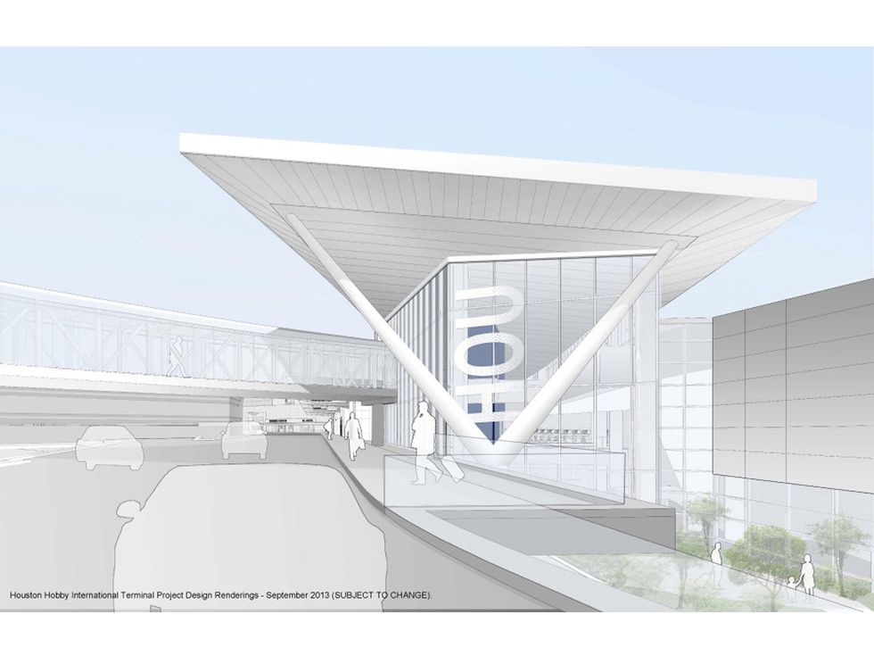 3 Hobby Airport terminal design rendering approach from new roadway