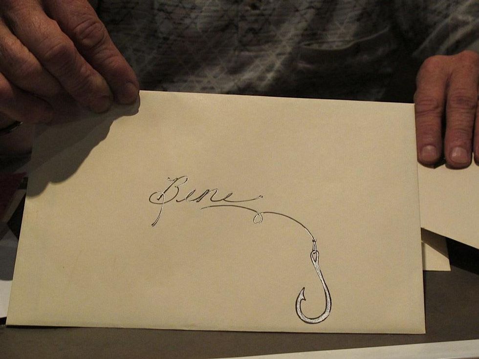 3, Katie Oxford, Stephen Humble, February 2013, Envelope for Bene\u2019s birthday card