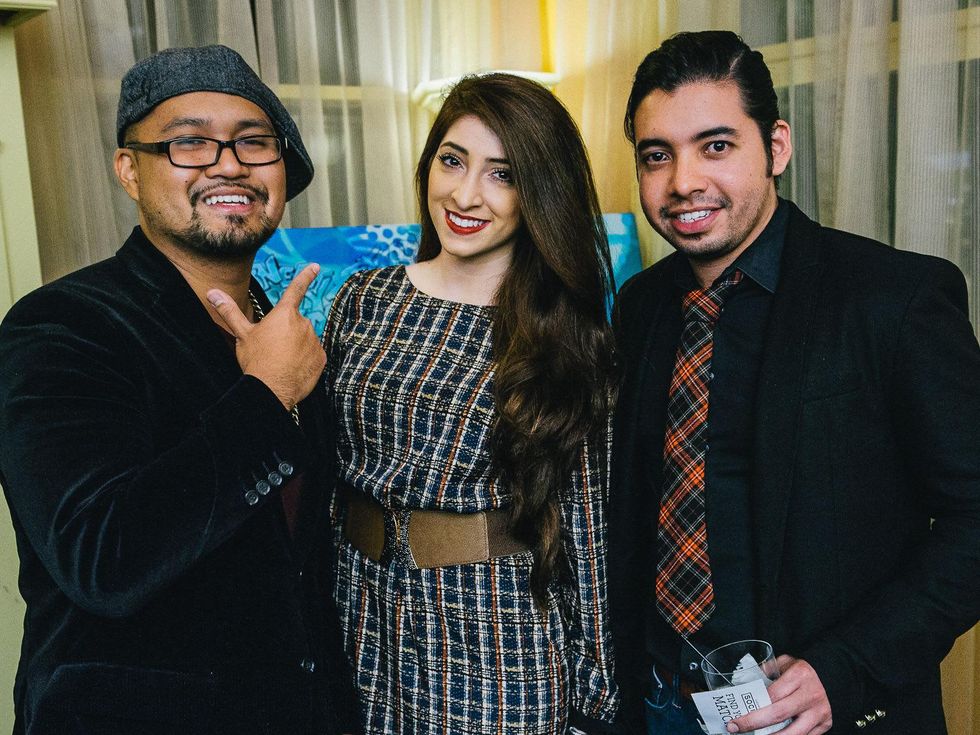 3 Rocko Stedy Narvios, from left, Donna Solomay and Betirri Bengtson at the CultureMap Social at La Colombe d'Or February 2014