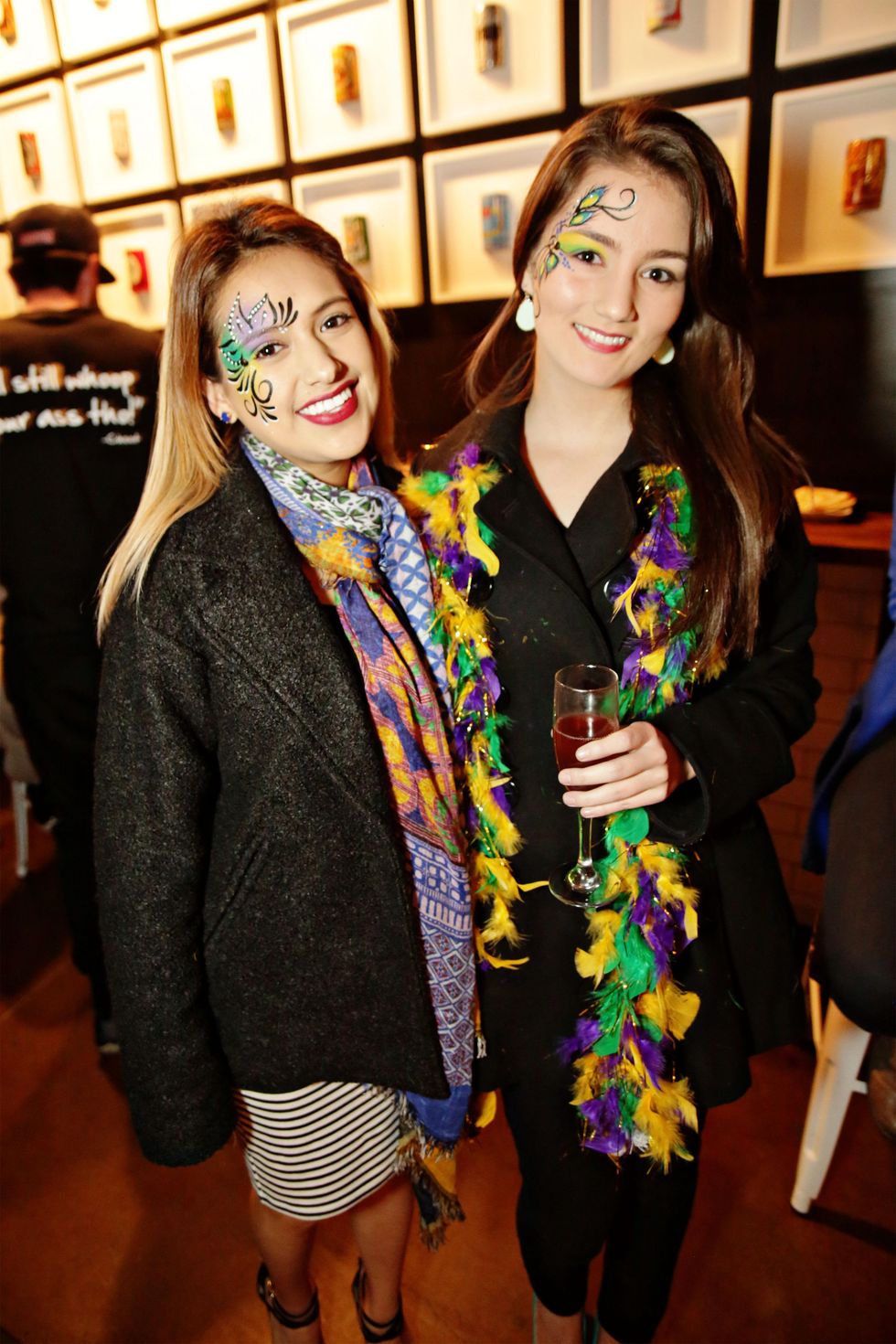 3 Wendy Perez, left, and Holly Fairdosi at Gray\u2019s Public House Mardi Gras grand opening benefiting Urban Green February 2015