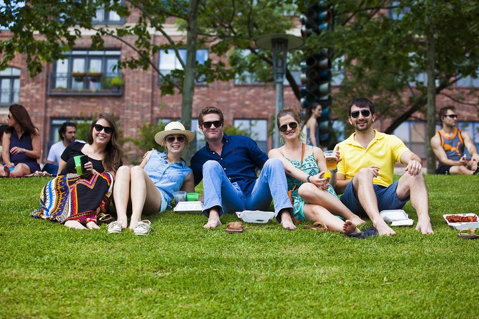 31 Marina Willis, from left, Suzanne Weaver, Evan and Kendall Scheele and Patrick O'Grady at the Buffalo Bayou Bash April 2014