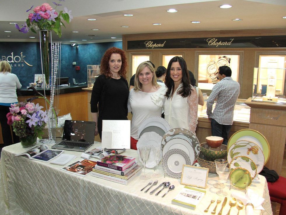 3250, Zadok Jewelers, grand wedding band event, March 2013, Marya Davidson with David Brown Flowers, Elizabeth Swift and Liba Stern with Kuhl-Linscomb