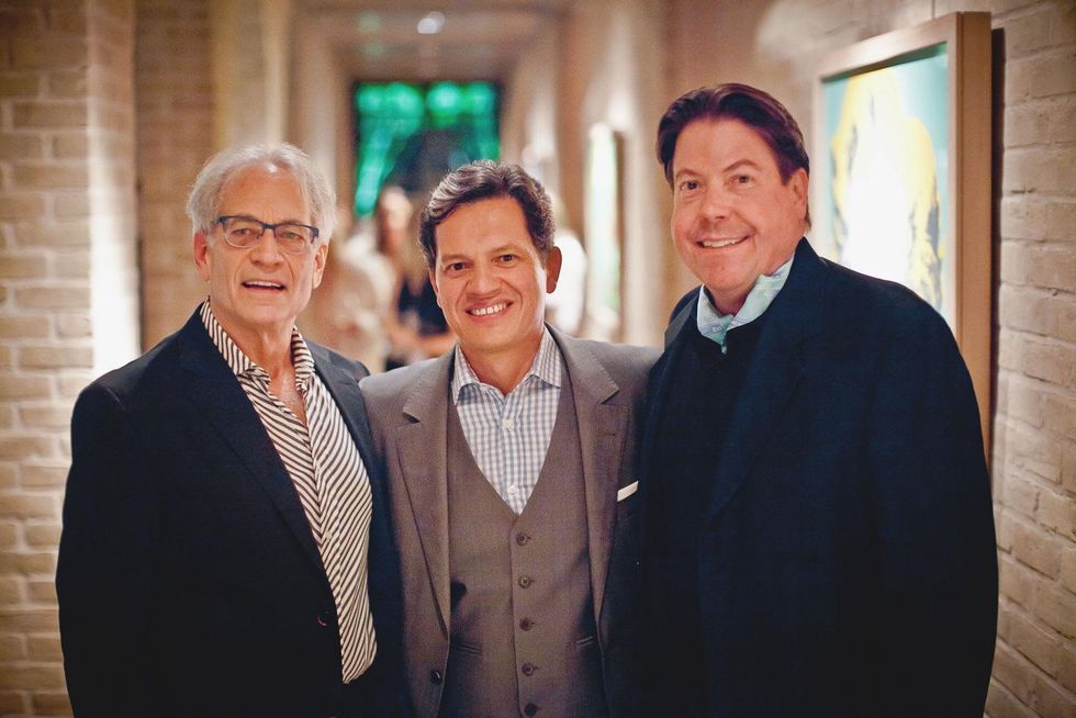 34 Mickey Rosmarin, from left, Christophe Brucker and John Evatz at the Pam & Gela party November 2014