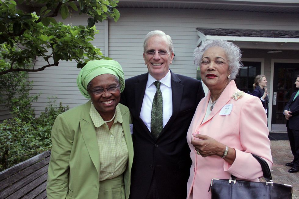 3413 Martha Goddard, from left, Joe Turner and Jackie Bostic at the Houston Heritage Society luncheon April 2014