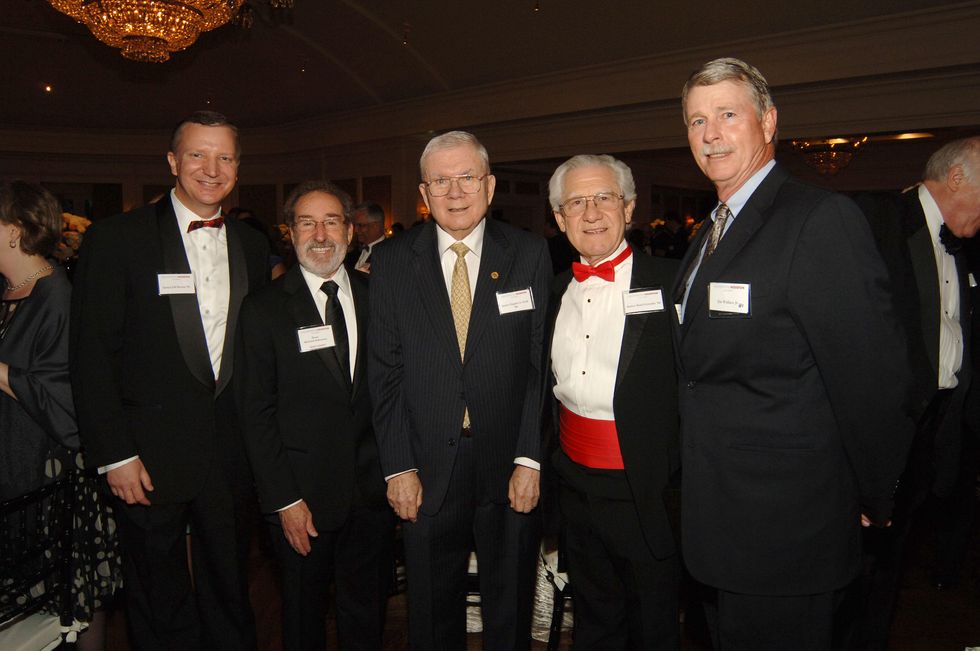 347 Jeff Brown, from left, Richard M. Alderman, Eugene Cook, Raul Gonzalez and Jim Wallace Jr. at the UH Law Center Gala April 2014