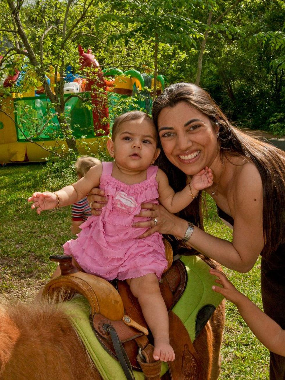 35, Texas Children's Ambassadors party April 2013 Bryn Desai, Shivani Desai on pony
