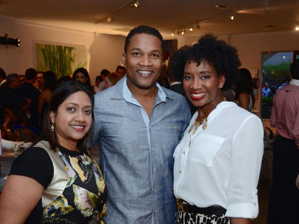 35 Veena Chandrakar, from left, Washington Sereatan and Yvette Thomas at the CultureMap Social at Gremillion and Co. Fine Art March 2015