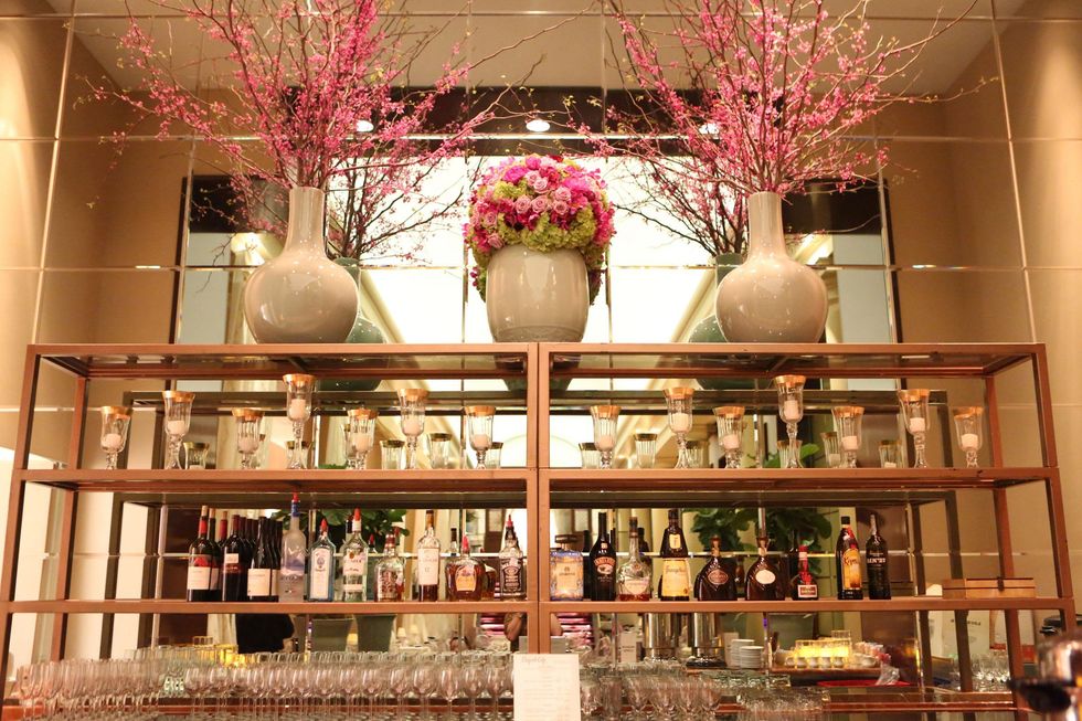 36 Liquor shelf and display Wortham Center Founder's Salon makeover March 2015