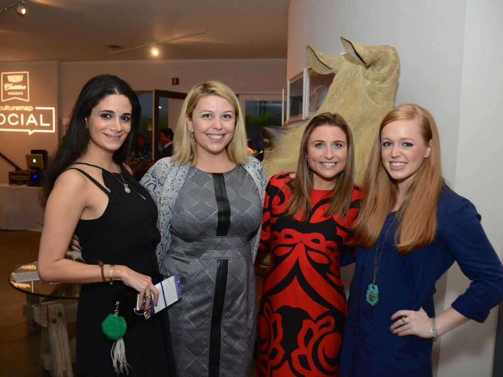 38 Mira Haykal, from left, Dede King, Megan Lesser and Darby McDaniel at the CultureMap Social at Gremillion and Co. Fine Art March 2015
