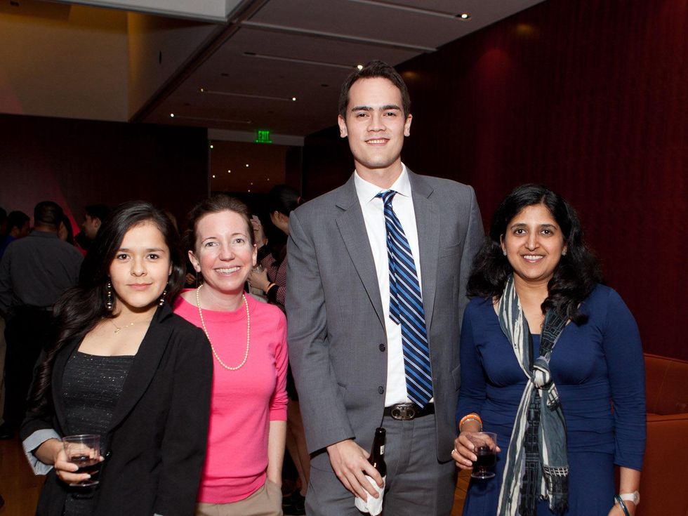 383 Carolina Diaz, from left, Caroline Ortego, Robbie Carman and Meha Gargi at the Leo Bar relaunch party October 2013