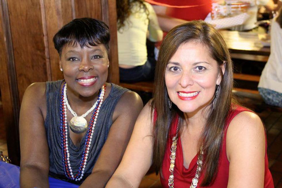 39 Pam Huewitt, left, and Sandra Aultman at the Houston Area Women's Center Young Leaders Independence Day Bash July 2014.