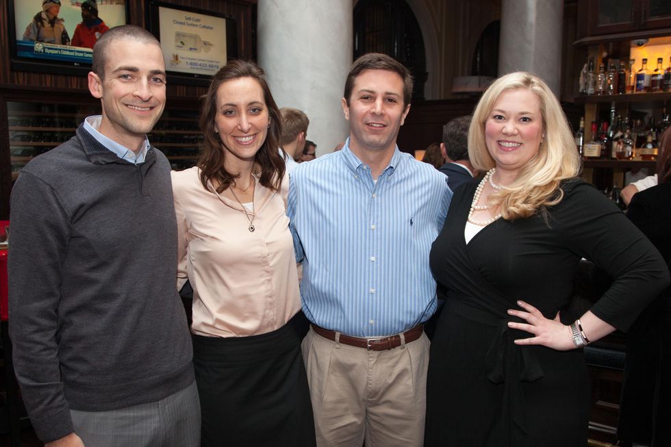 4 Dave Morris, from left, Laura Menges, Ryan Price and Celeste Byrom at the Preservation Houston Pier & Beam event February 2014