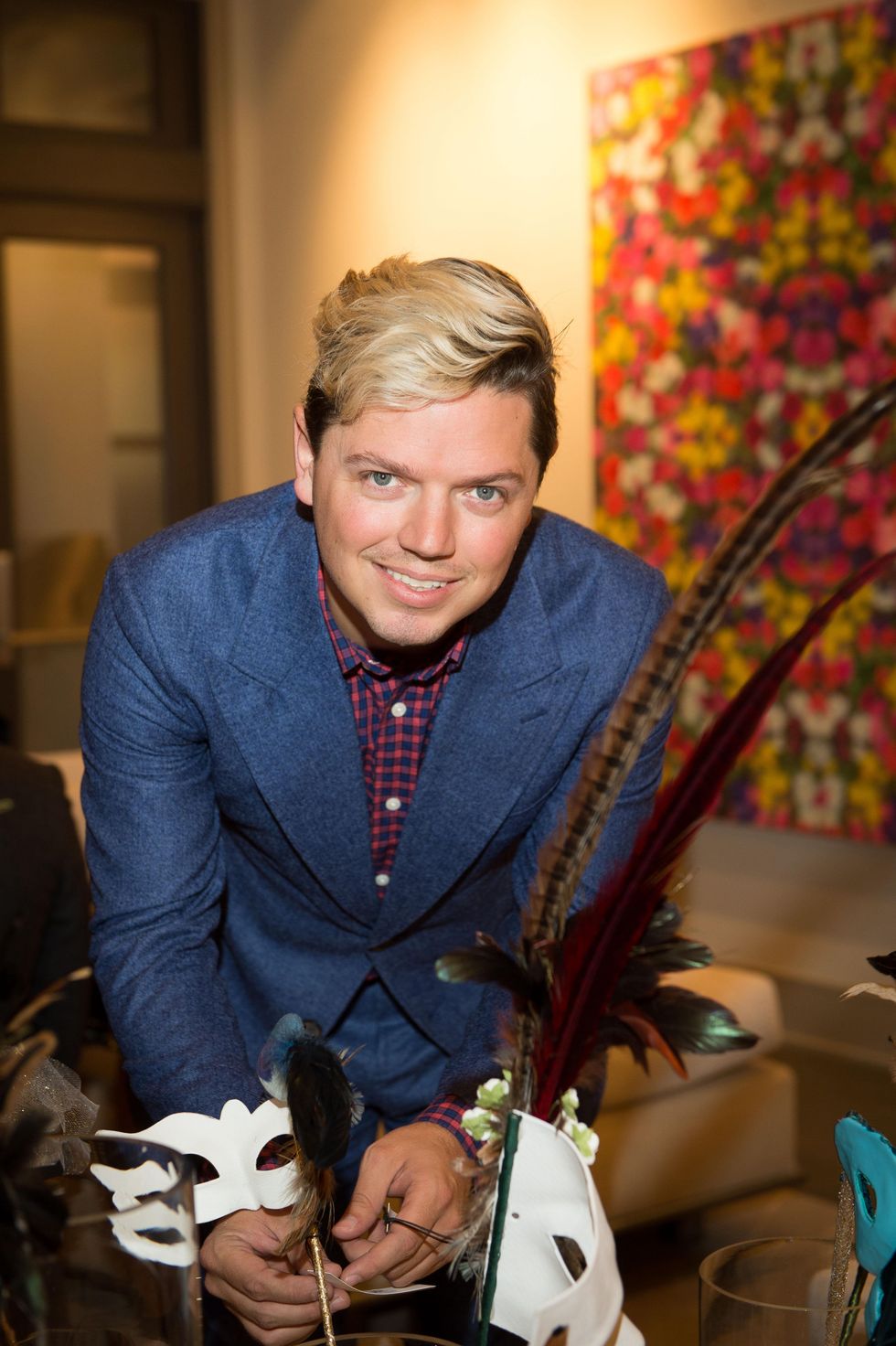 4 David Peck with his masks at the Houston Ballet kick-of party October 2014