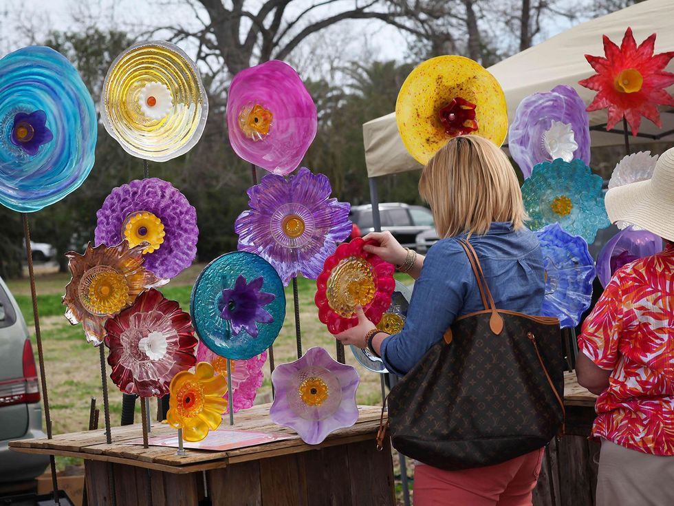 4 Ecofab Arts glass flowers at Evelyn's Park Pop-Up event in the Park February 2014