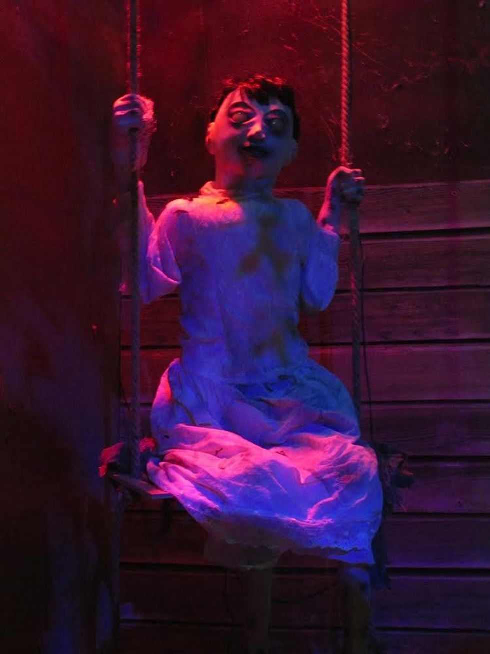 4 - Katie Oxford Halloween October 2014 3rd Annual Haunted House. She sings and swings