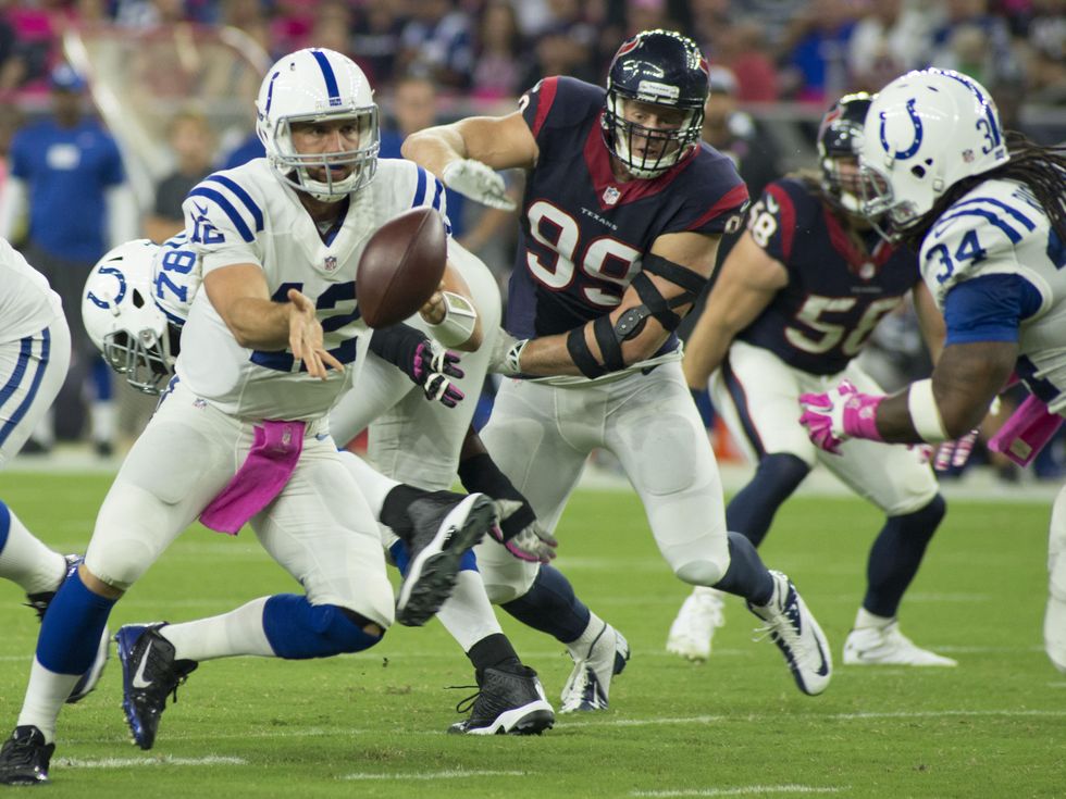4 Texans vs. Colts October 2014 Watt and Andrew Luck