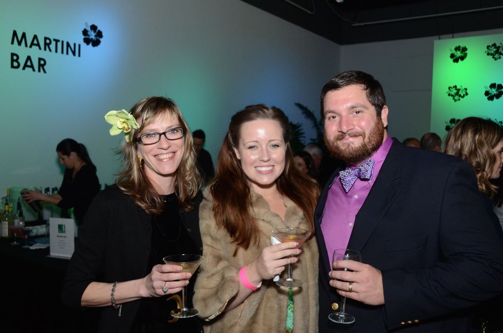 407 Elizabeth Kozlowski, from left, with Heather and John Schiappa at the Craft Museum Martini Madness party January 2015