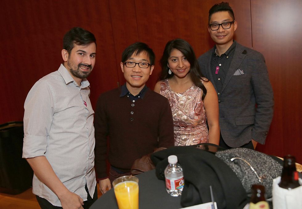 46 Adolfo Celis, from left, Wen Hsiang, Justin Chen and Berry Crispin at the Asia Society Texas Center Kobe beef Cook-off December 2014