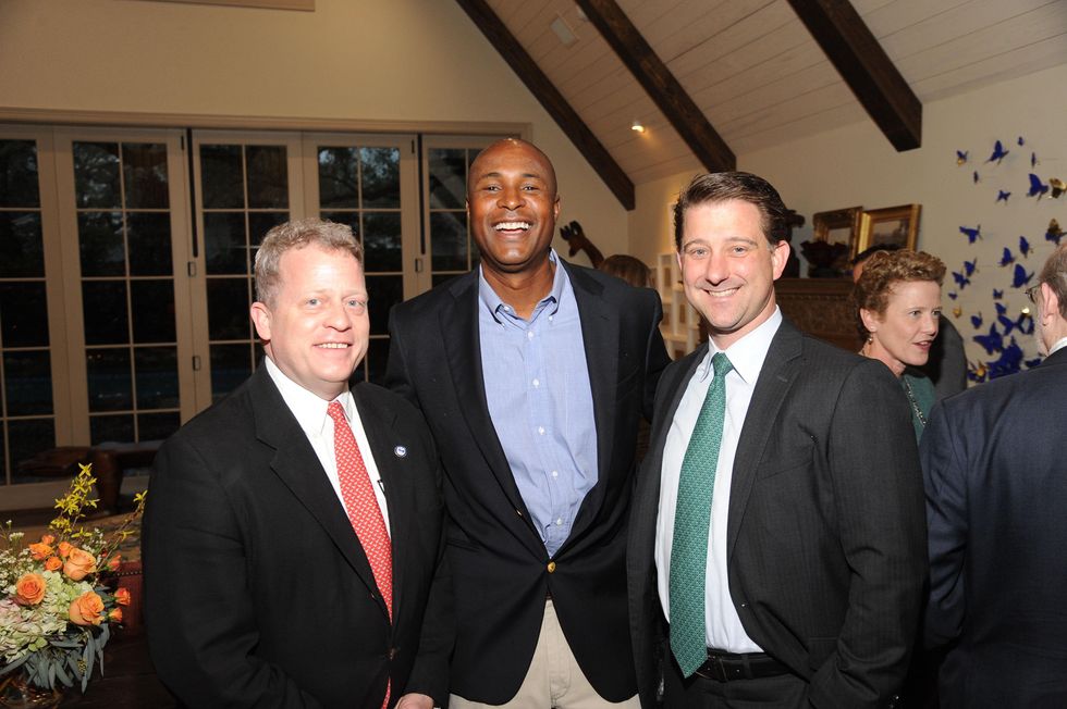 5 3211 David Robinson, from left, Gary Mosely and Scott Hill at the Reception Honoring Mayor for Arts Leadership February 2015