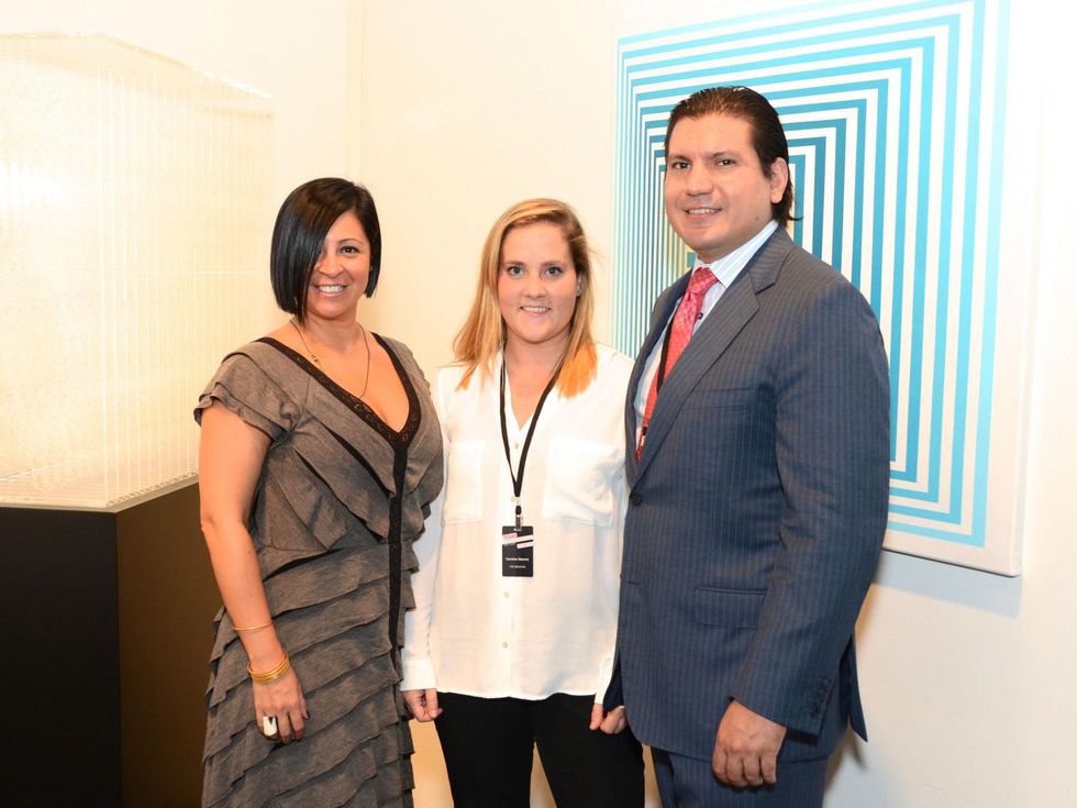 5 Natalia Ferreyra, from left, Caroline Stearns and Sebastien Campos at the Texas Contemporary Art Fair VIP opening party October 2013
