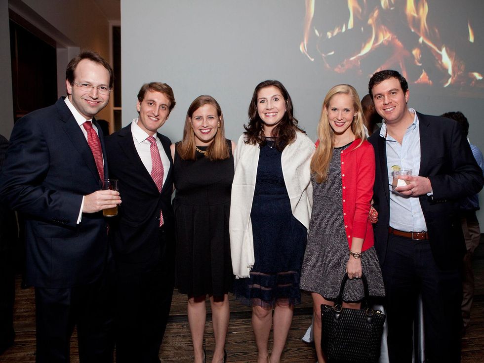 5 Ross Tomson, from left, Whitney Mears, Katie Mears, Elizabeth Gregory, Margot Davis and Zach Davis at the Menil Young Professionals party December 2013