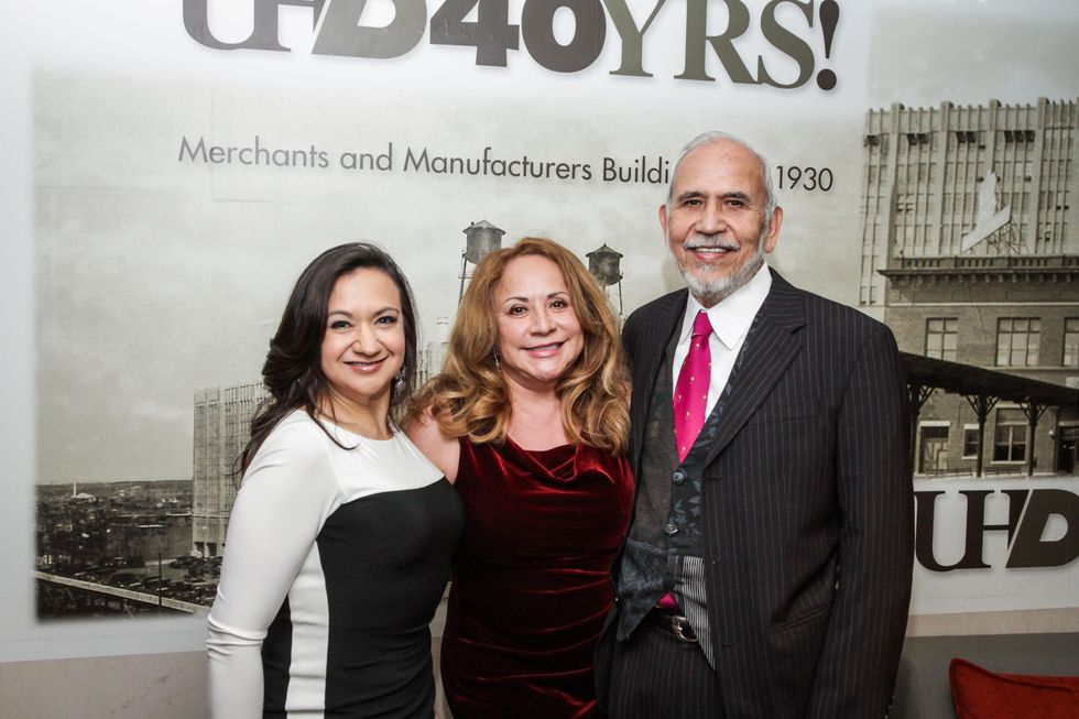 5 Tricia Harris, from left, with Max and Rosario Castillo at the UH Downtown 40th anniversary gala January 2015