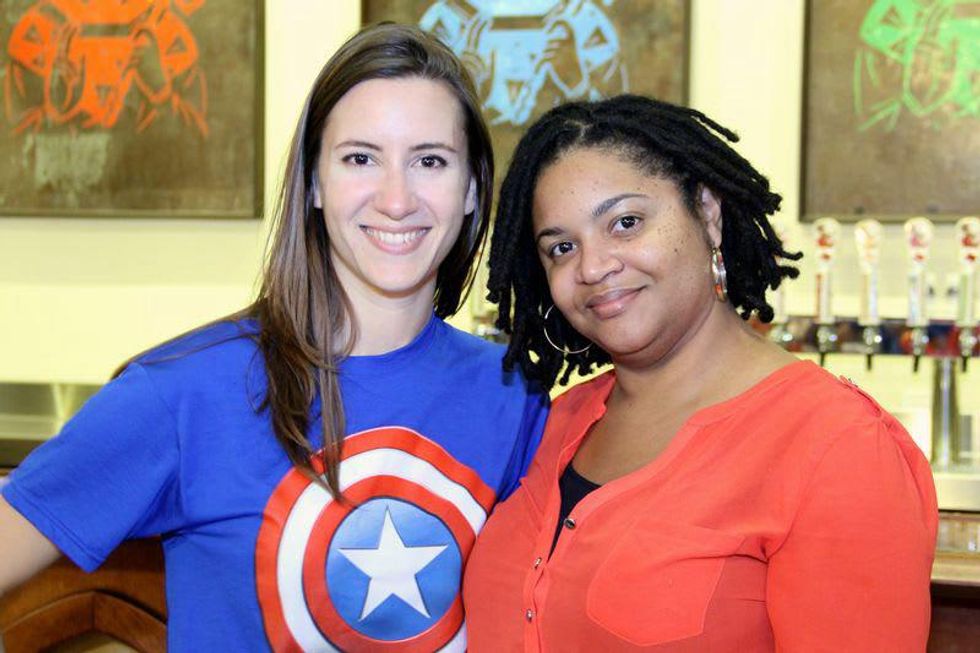 50 Kristen Macaluso, left, and Natasha Wade at the Houston Area Women's Center Young Leaders Independence Day Bash July 2014.