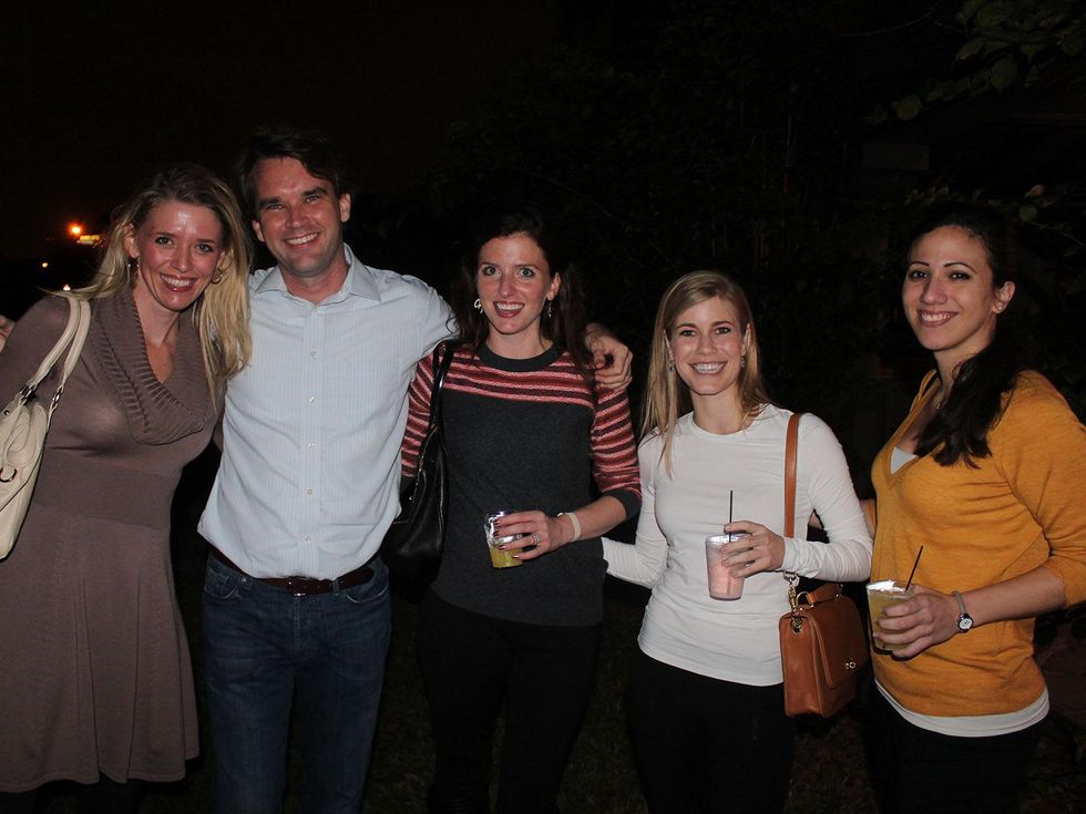 54 Lindsey Simmons, from left, Charles Brown, Anne Eubank, Anna Williams and Sarah Scott at the Herman Park Conservancy Ski the Green party November 2013