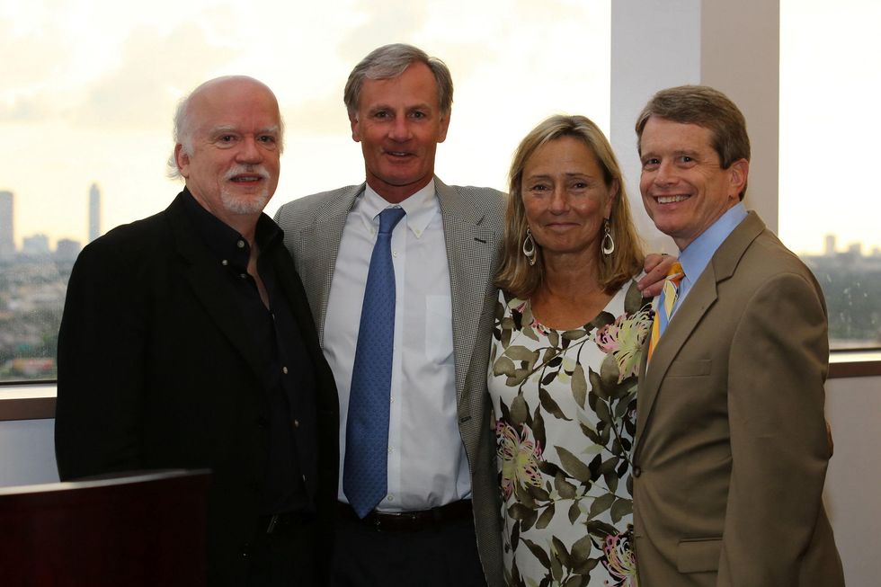 5584 Gregory Boyd, from left, Roger and Connie Plank and Dean Gladden at the Alley Opening Night dinner May 2014