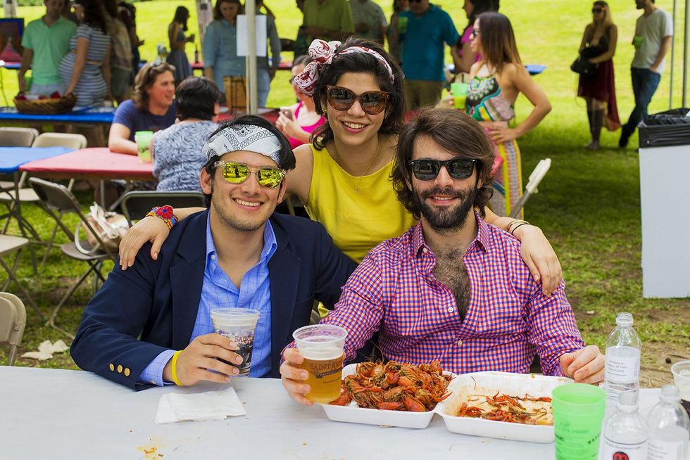 56 Nicolas Martinez, from left, Elena Giralt and Juan Garcia at the Buffalo Bayou Bash April 2014