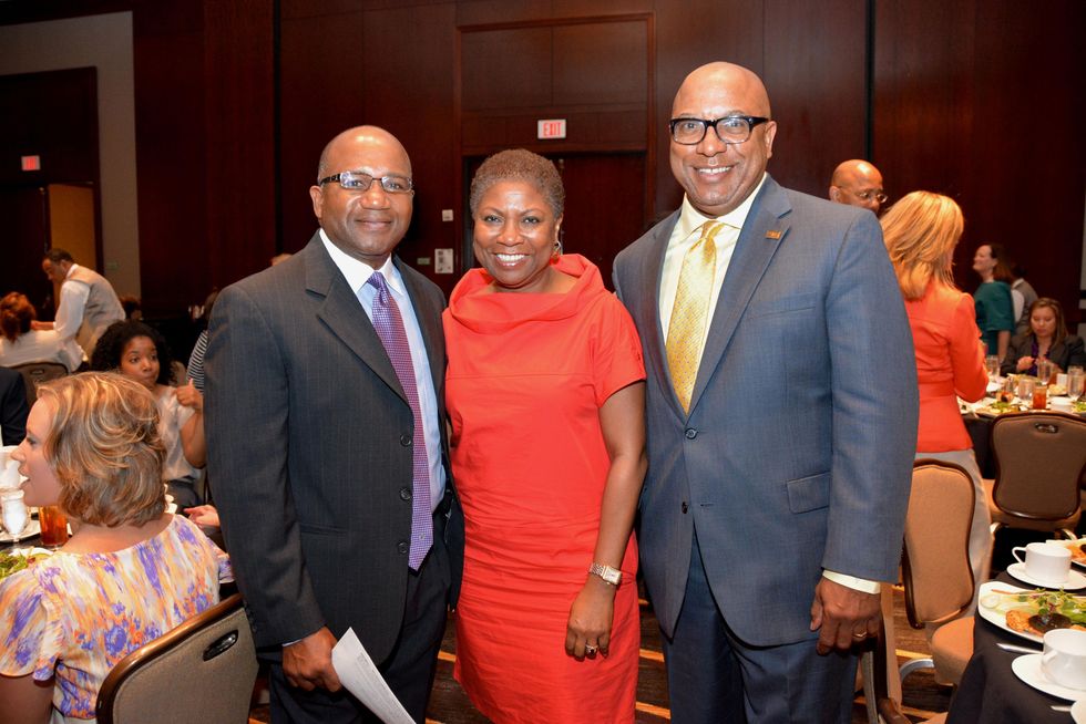 5612 James Davis, from left, Diane Maben and Thomas Jones at the Girls Inc. luncheon May 2014