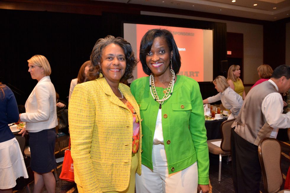 5614 Pamela Ireland, left, and Denise Malloy at the Girls Inc. luncheon May 2014