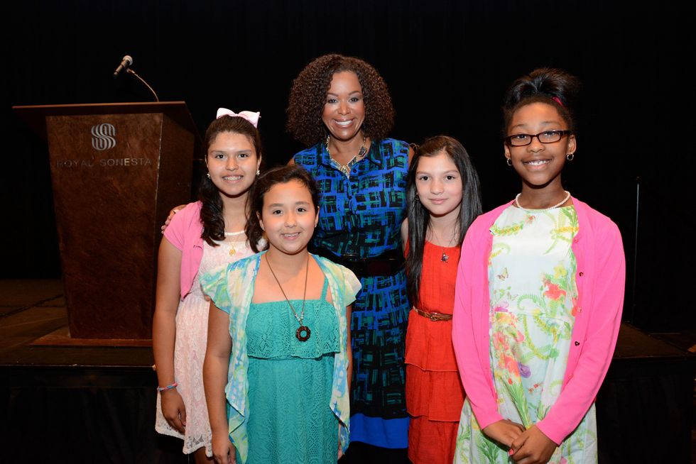 5629 Daniela Delgado, from left, Lizbeth Valdez, Deborah Duncan, Jimena Martinez and Alexis Amerson at the Girls Inc. luncheon May 2014