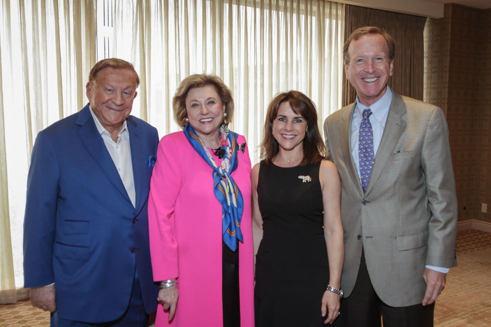 6 0392 Bob Bradford and Barbara Taylor Bradford, from left, and Maria and Neil Bush at the Women's Home tea April 2015