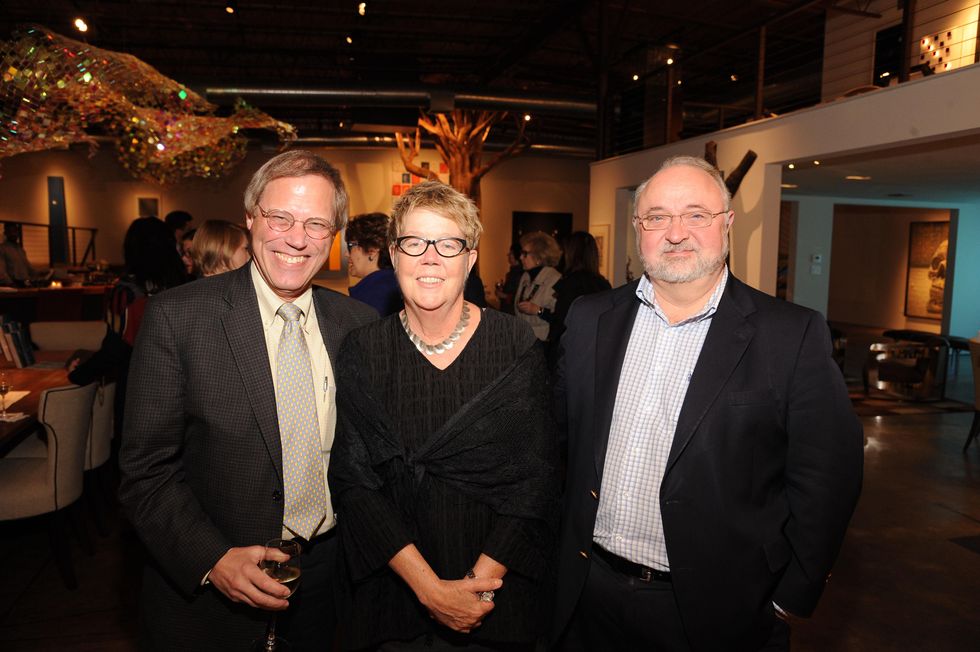 6 7197 Stephen Klineberg, from left, Pat Jasper and David Lake at the reception for Jamie Bennett November 2014