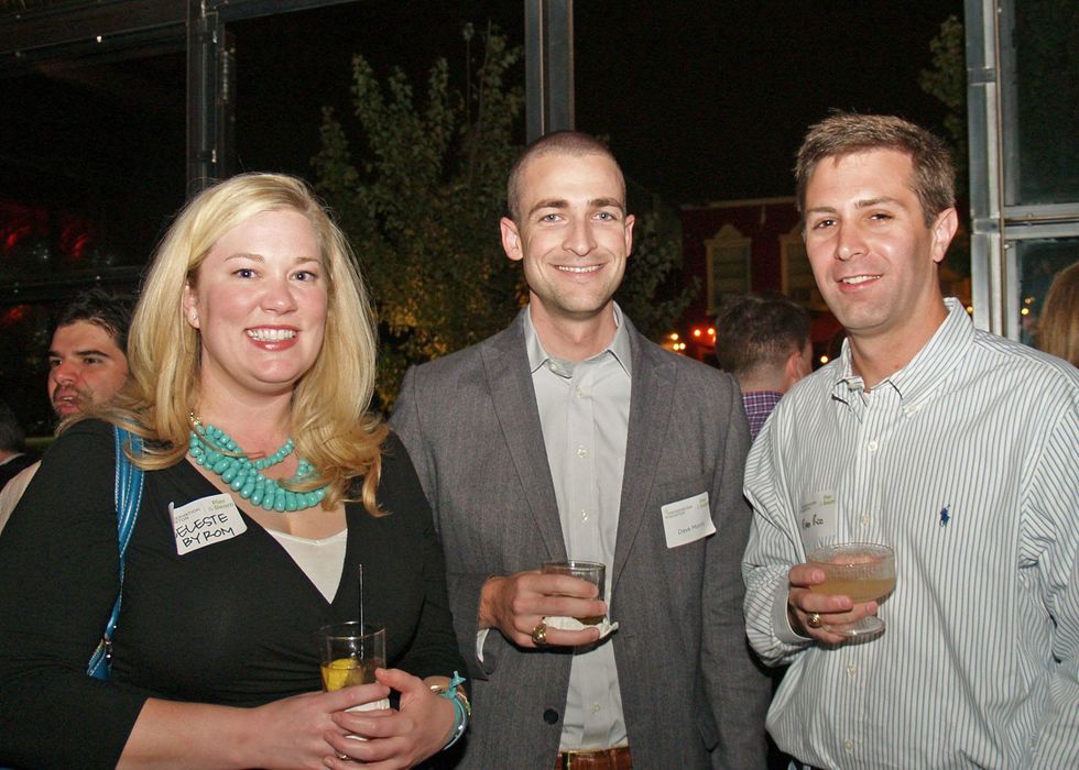 6 Celeste Byrom, from left, Dave Morris and Ryan Price at the Preservation Houston Young Professionals party November 2013