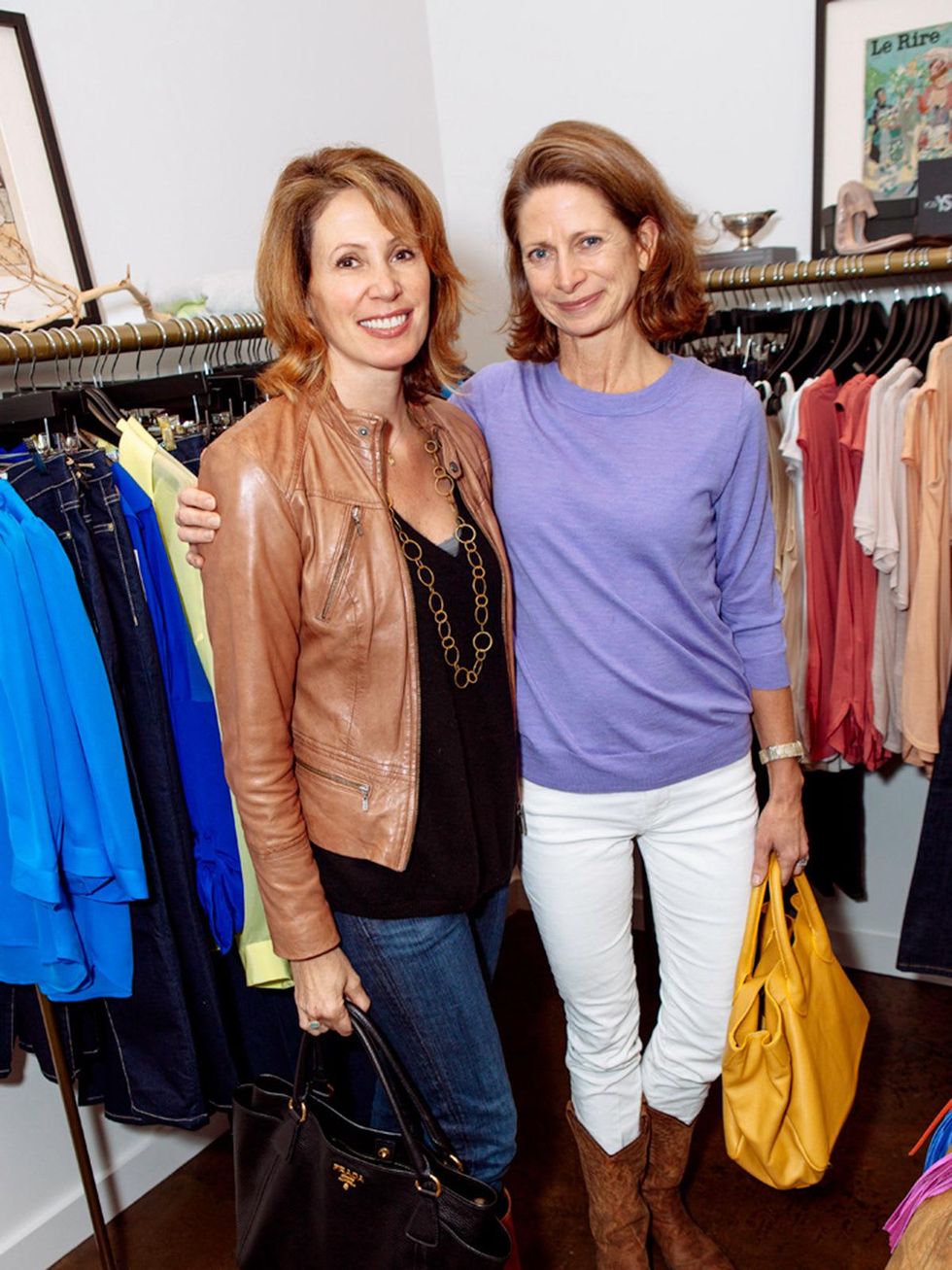 6 Frederique Goodrich, left, and Hilary Crady at the Julie Rhodes Fashion & Home Nonoo trunk show for Houston Children Give Back January 2014