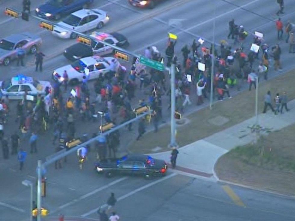 6 Houston Ferguson protest November 2014 Dozens of people gathered in Houston's MacGregor Park around 5 p.m. Tuesday to protest the Ferguson grand jury decision.