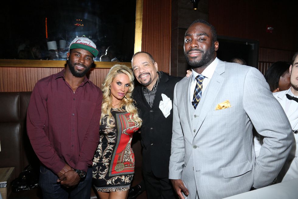 6 Jaiquawn Jarrett, from left, Coco Austin, Ice-T and Demario Davis at the opening of Mastro's Steakhouse in NYC November 2014