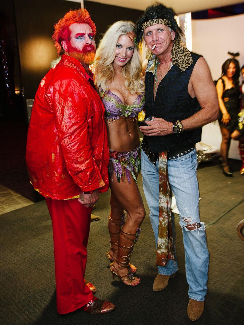 6 Tod Eason, from left, Dr. Romy Mitchell and Lonnie Schiller at the CultureMap Halloween party at Mr. Peeples October 2013