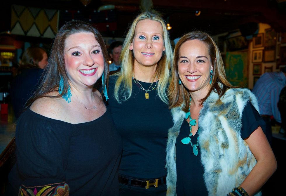 6763 Laura Stein, from left, Debbie Chenevert and Meredith Turner at the Cattle Baron Gentlemen's Committee party February 2015