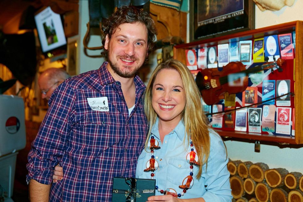 6936 Brant Croucher and Lainey Balagia at the Cattle Baron Gentlemen's Committee party February 2015