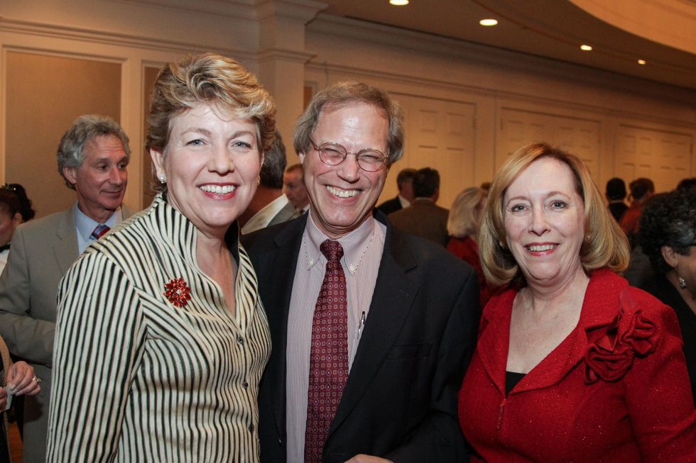 7 8225 Kelly Zuniga, from left, Dr. Stephen Klineberg and Susan Bischoff at the Houston A+ Challenge dinner December 2013
