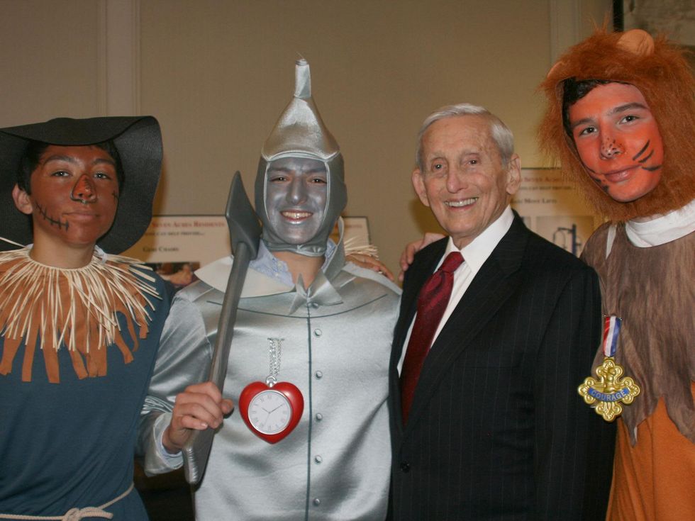 7 Brandon Pereira as the Scarecrow, from left, Avi Lipets as the Tin Man, S. Conrad Weil Jr. and Austin Abbott as the Cowardly Lion at the Seven Acres Gala February 2014